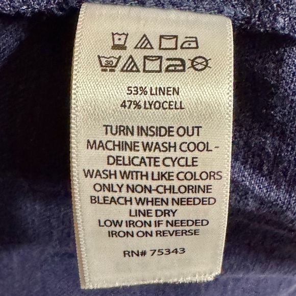 NICOLE MILLER NY Linen Wide Leg Lagenlook Relaxed Fit Navy Blue Jumpsuit Size 10 - Picture 10 of 10